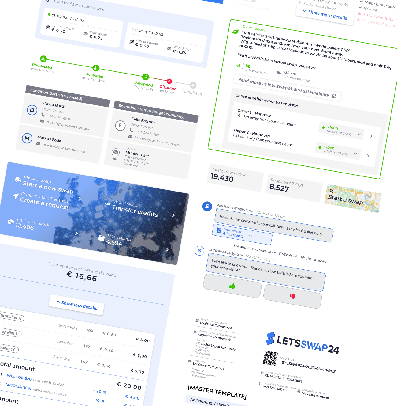LETSSWAP24 Overview of screens