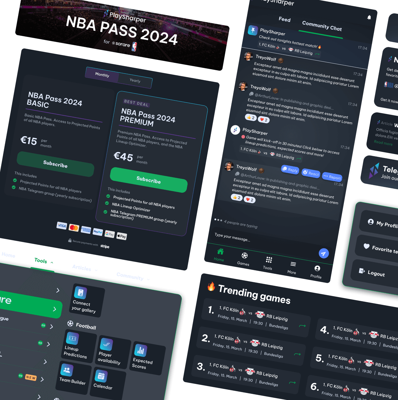 PlaySharper Overview of screens